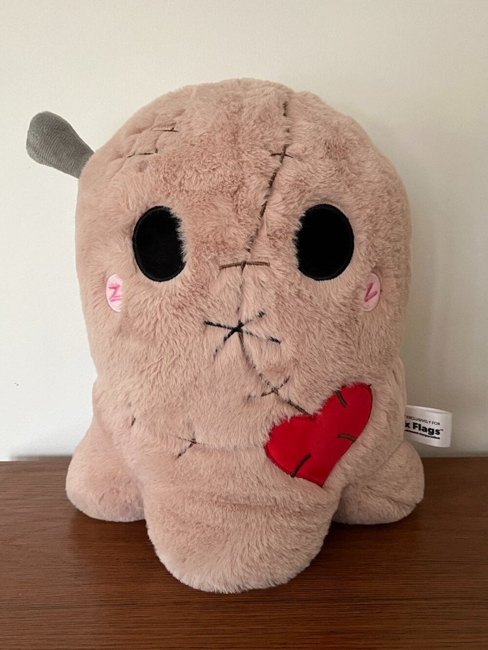 Six Flags Ghost Prize Plushie 13" Brown